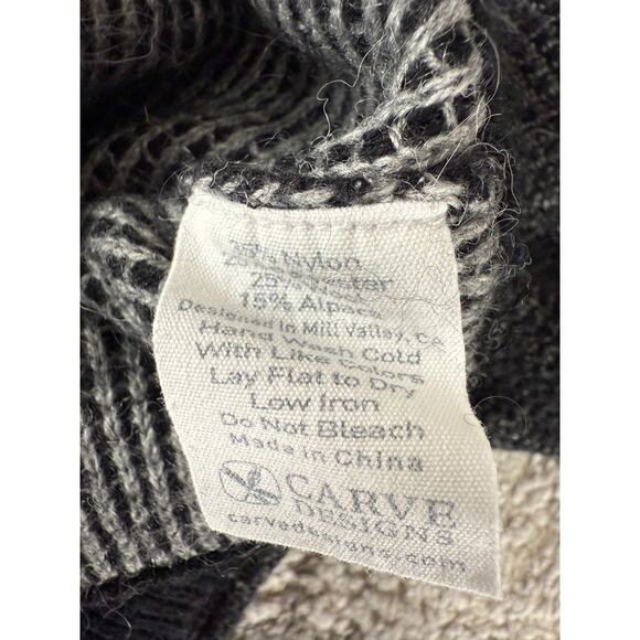 Carve Designs Size M Alpaca Wool Blend Sweater Black Long Sleeve V Neck Pullover - Picture 6 of 7